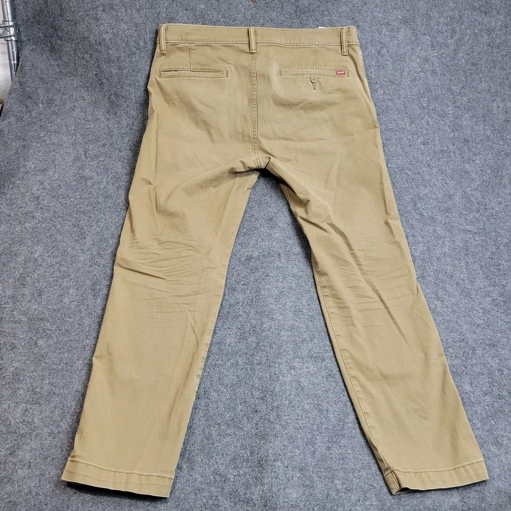 Levis Chino Pants Mens 36x32 Brown Stretch Flat Front XX Standard Tapered Leg